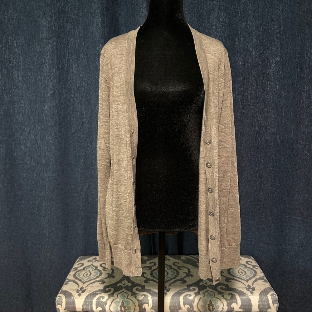 LOFT Taupe Button-Up Cardigan
